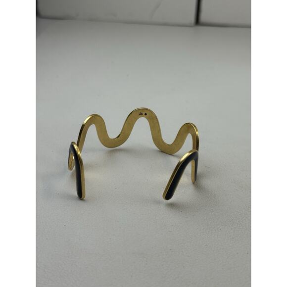 Madewell Gold Tone & Blue Enamel Cuff Bracelet - Picture 3 of 8